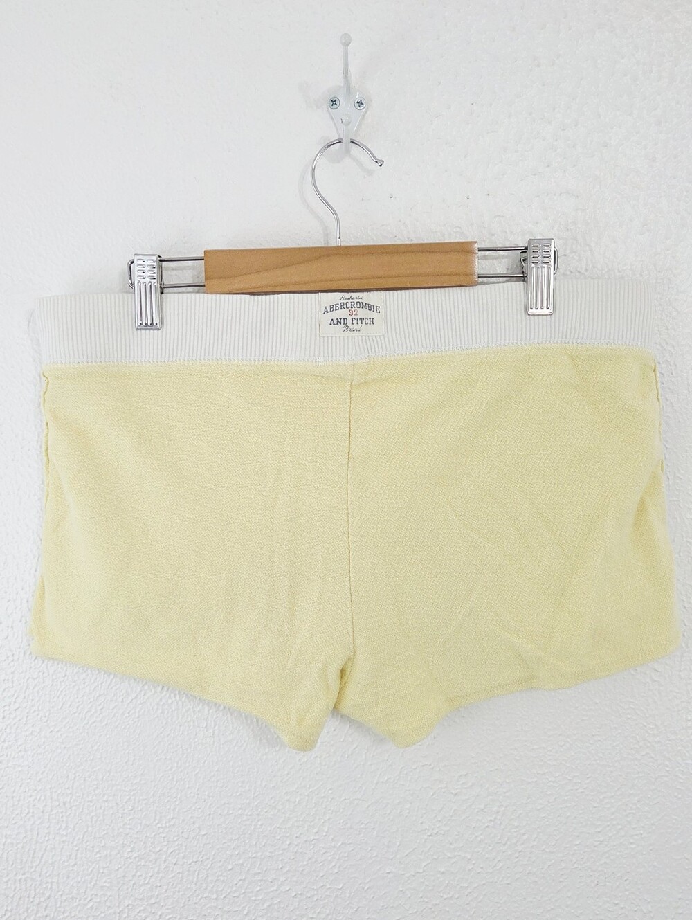 Abercrombie & Fitch Vintage Y2K Knit Track Shorts butter yellow 2000s Size Small - Picture 2 of 6
